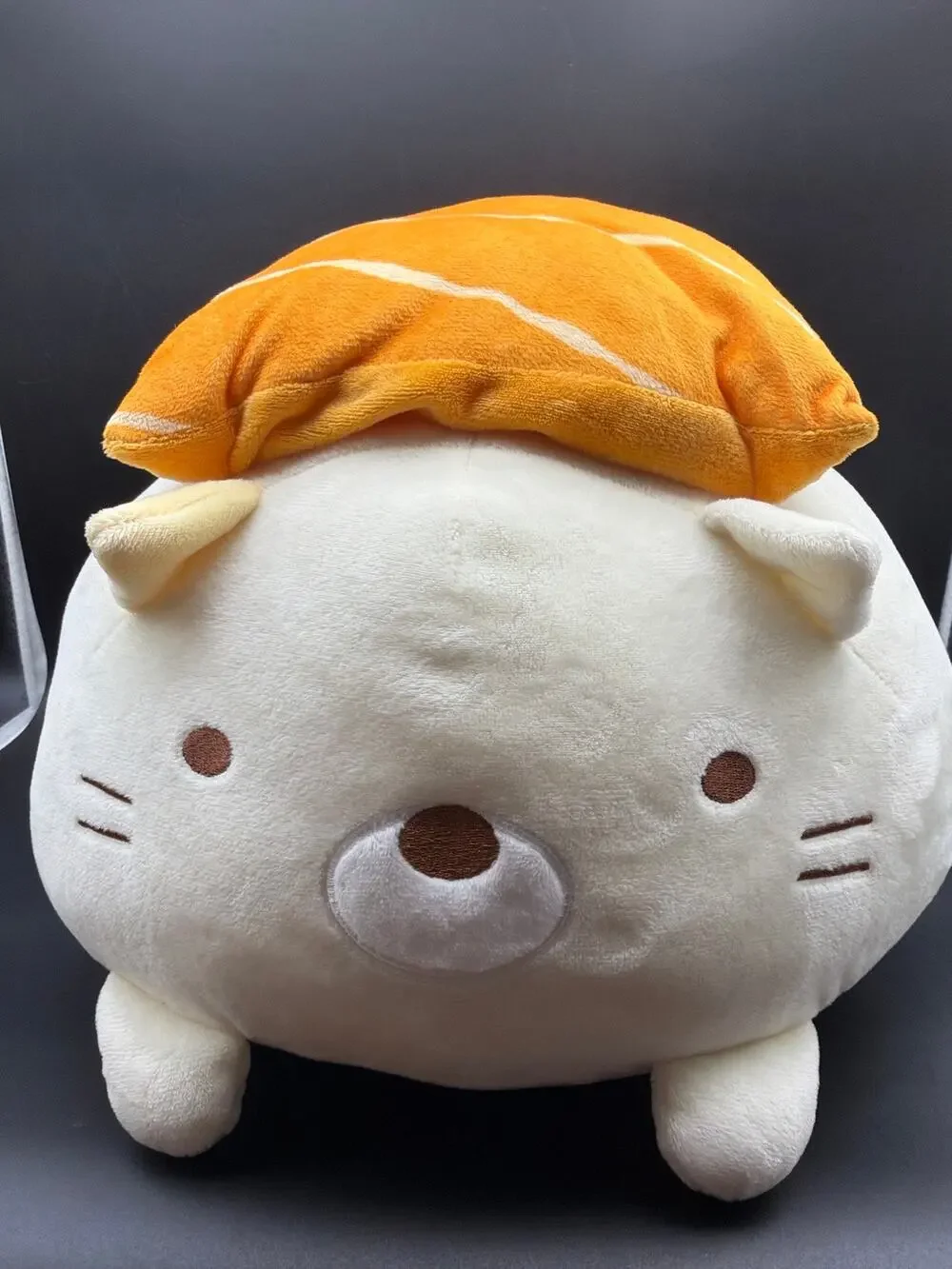 San-X Sumikko Gurashi Neko Salmon Nigiri Sushi Cat 15” Plush Round1 Kawaii